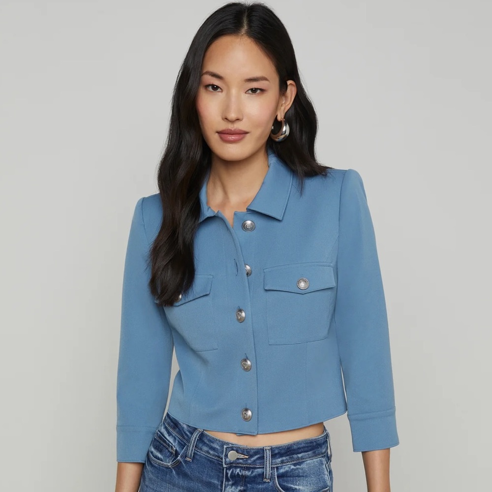 L'AGENCE Blue Cropped Jacket
